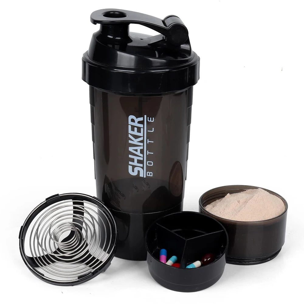 Protein Shaker Bottle With Pill Powder Compartments