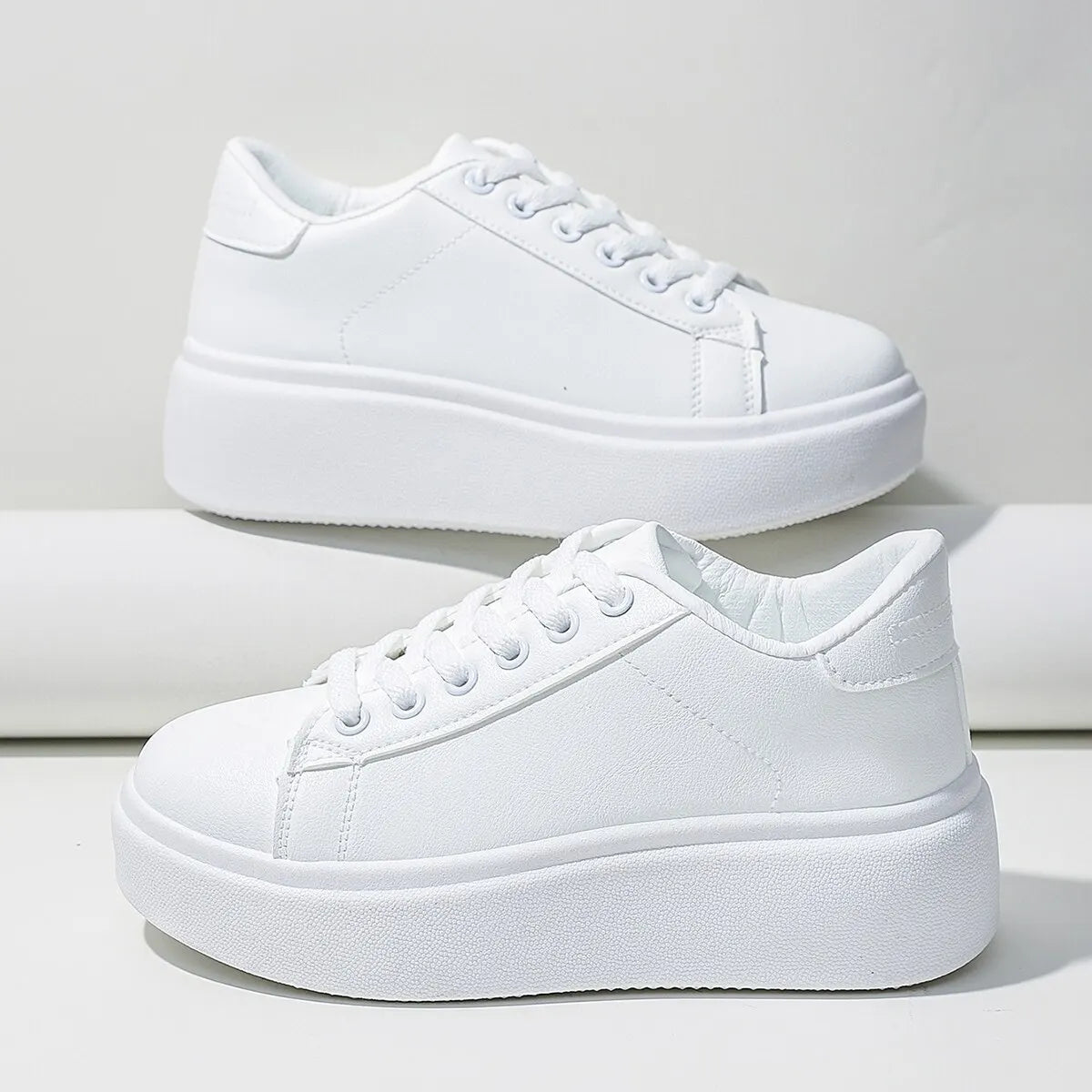 Womens White Platform Sneakers Comfortable Casual Shoes
