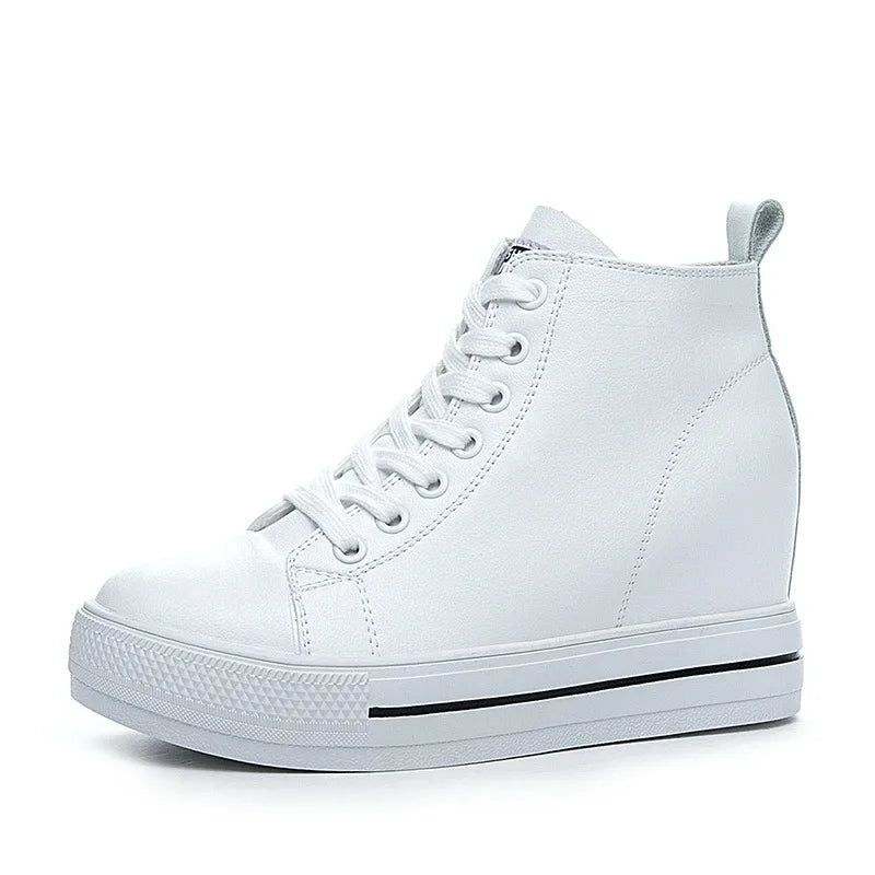 High top White Wedge Sneakers With Hidden Heel on Luulla