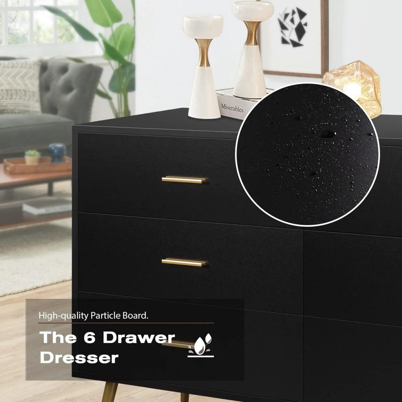 Modern Black Dresser With Six Spacious Drawers on Luulla