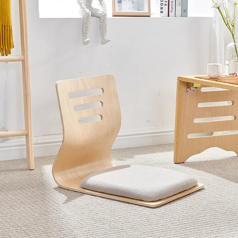 Ergonomic Wooden Floor Chair With Comfortable Cushion on Luulla