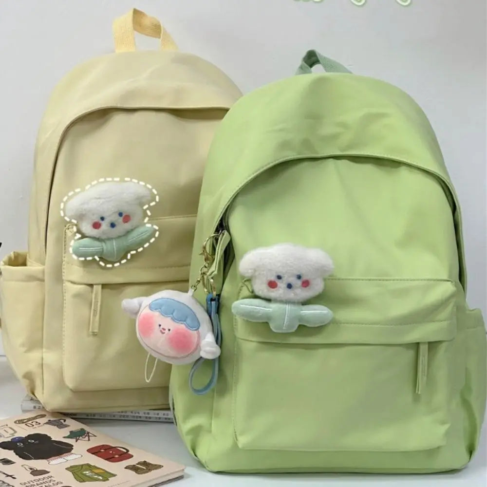 Pastel Backpack With Cute Plush Doll Charms