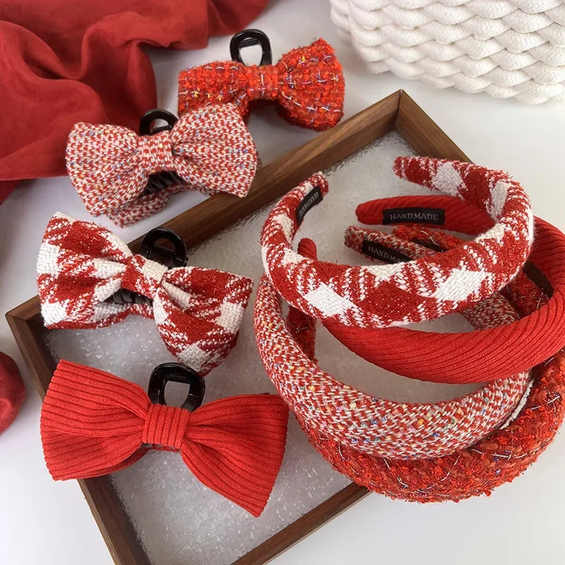 Handmade Red Knitted Hair Clips Headbands Collection on Luulla display picture 1