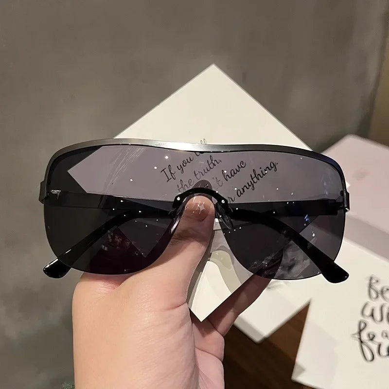 Oversized Unisex Black Shield Sunglasses Uv Protection on Luulla display picture 1