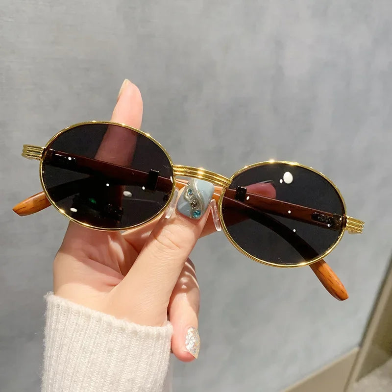 Vintage Oval Sunglasses With Gold Metal on Luulla display picture 3