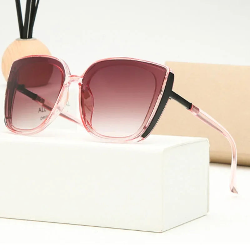 Oversized Pink Gradient Uv Protection Square Sunglasses on  display picture 1