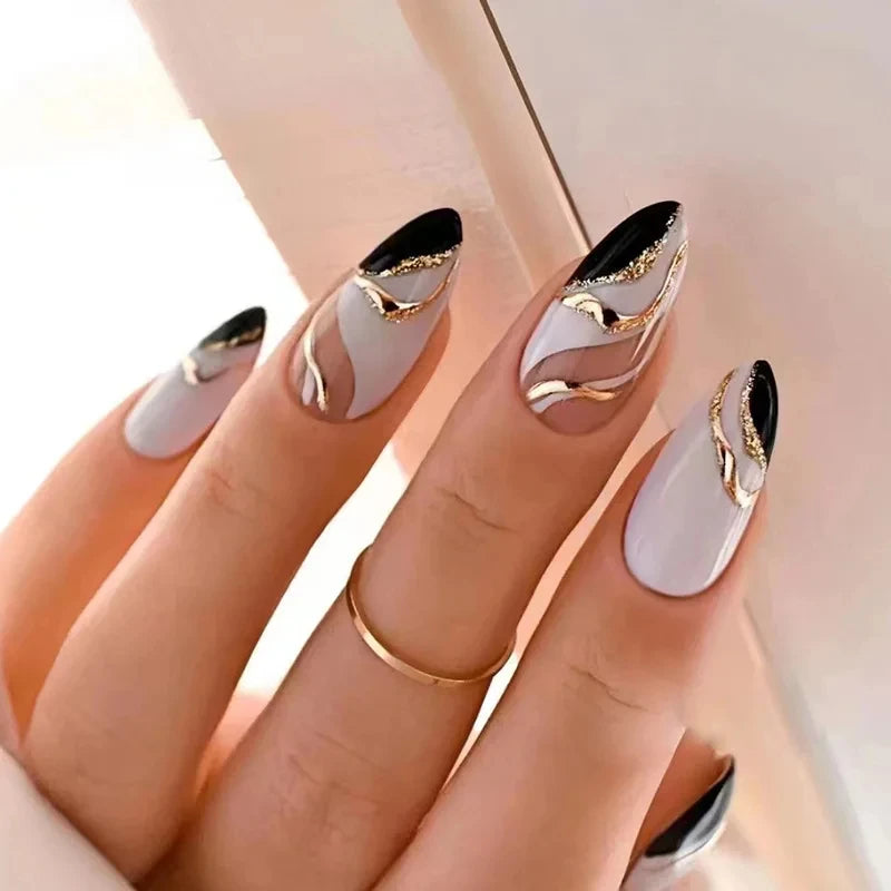 Chic Black And White Nail Art Design on Luulla
