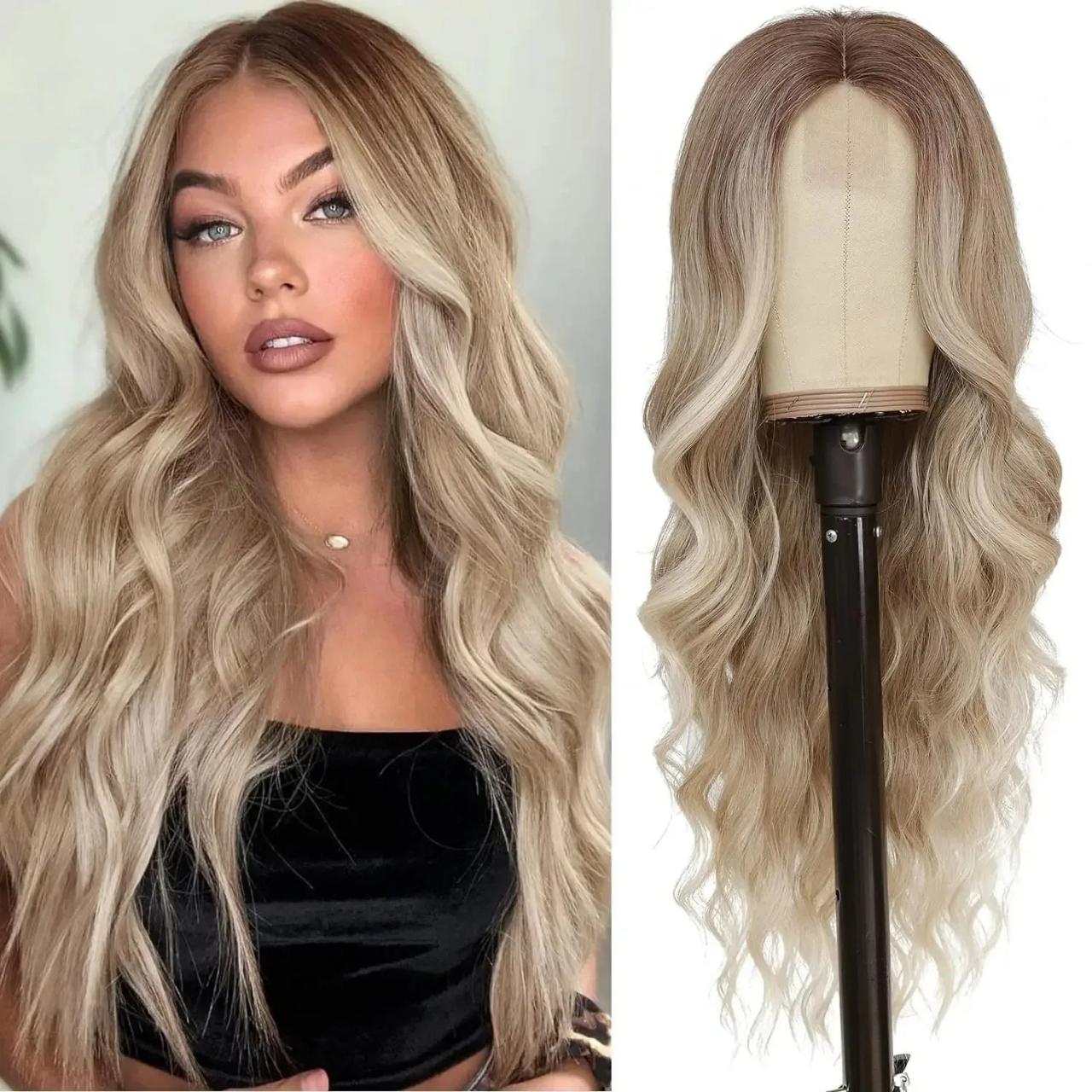 Hombre Blonde Beauty Lace Front Wig Ombre Blonde Brown Wave Wig 100% Human Hair 13x4 Lace Front  main image 2