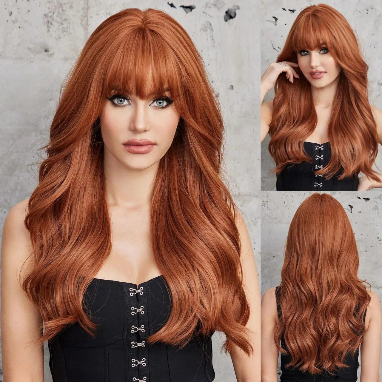 Premium Auburn Layered Wig With Natural Bangs on Luulla display picture 1