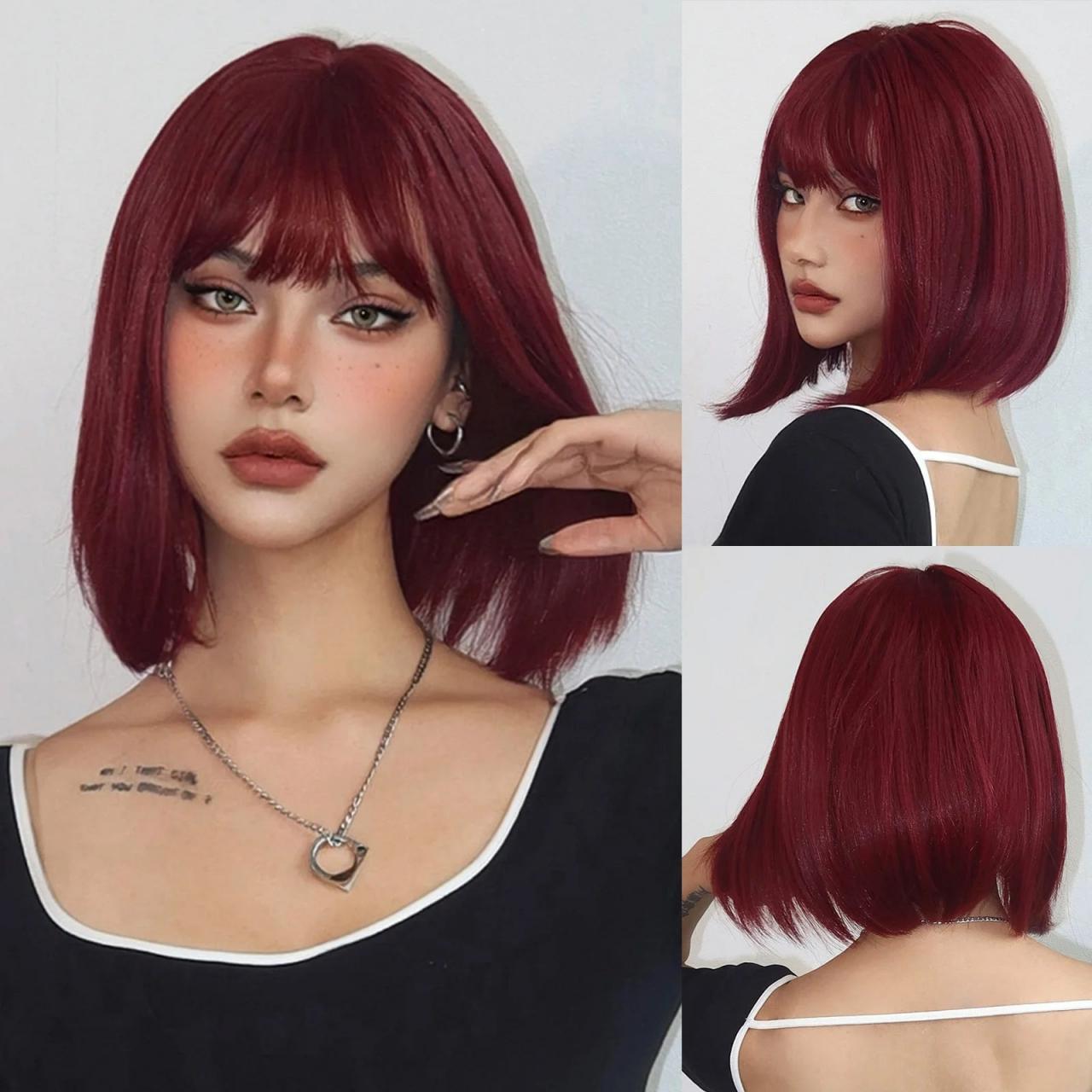 Vibrant Red Hair Wig vegan fiber heatless wave wig - 24 main image 3