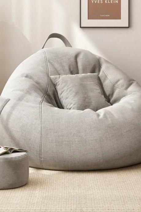 Luxurious Gray Bean Bag Chair With Matching Ottoman