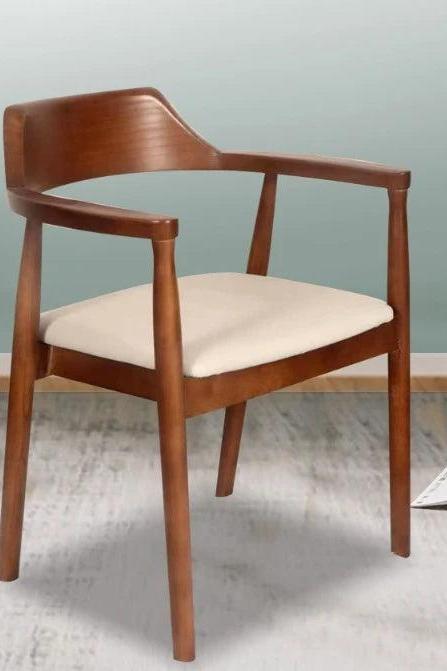 Mid-century Modern Wooden Chair With Cushioned Seat