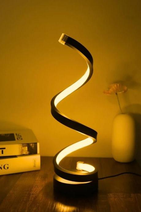 Spiral Led Table Lamp Modern Ambient Lighting Bedroom Decor