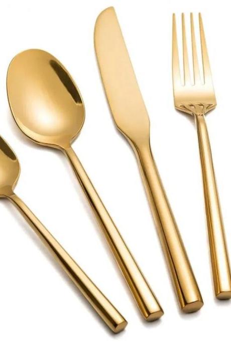 Luxury Gold Stainless Steel Cutlery Set, 4 Pieces