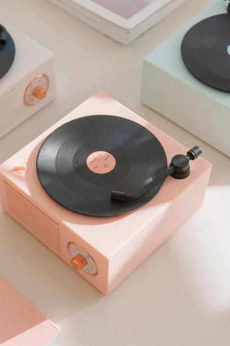Vintage Style Portable Turntable Vinyl Record Player Pink