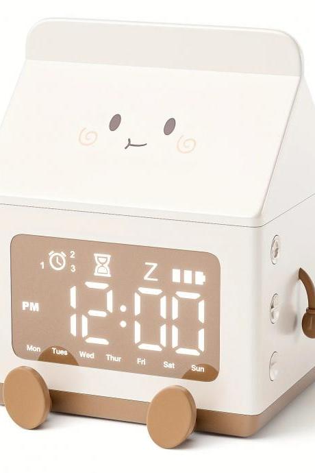 Cute Animated Face Digital Alarm Clock With Week Display