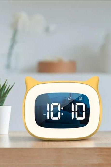 Cute Cat-shaped Digital Alarm Clock With Night Light