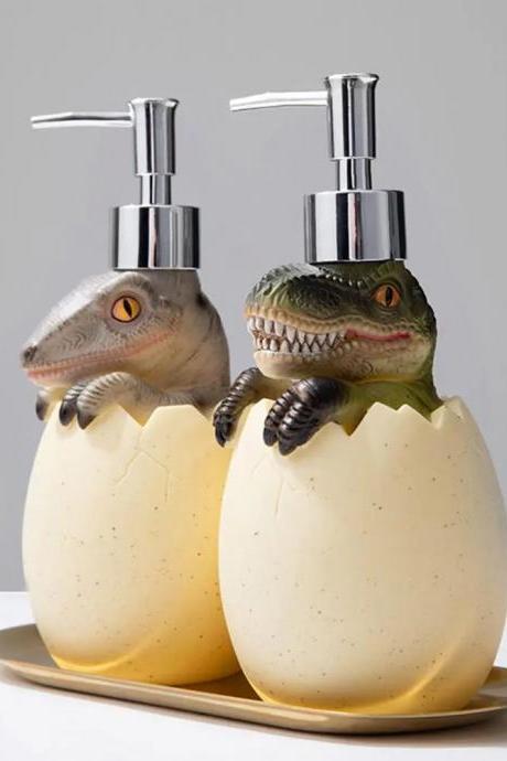 Dinosaur Hatchling Egg Design Soap Dispenser Set