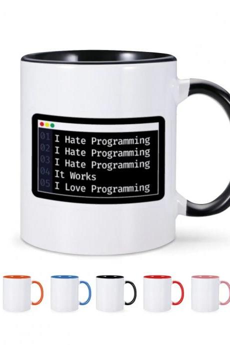 Funny Code-themed I Hate Programming Ceramic Mug