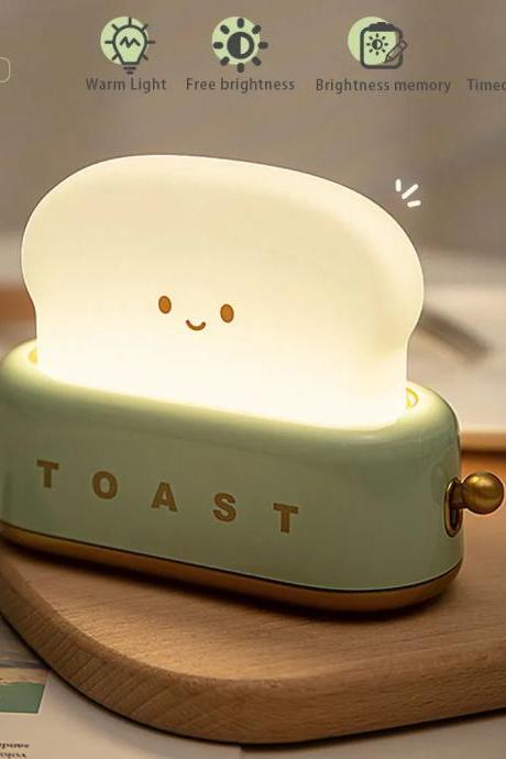 Cute Toast Design Led Night Light With Adjustable Brightness