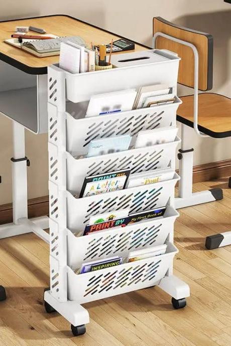 Rolling Storage Cart Organizer With Drawers For Office