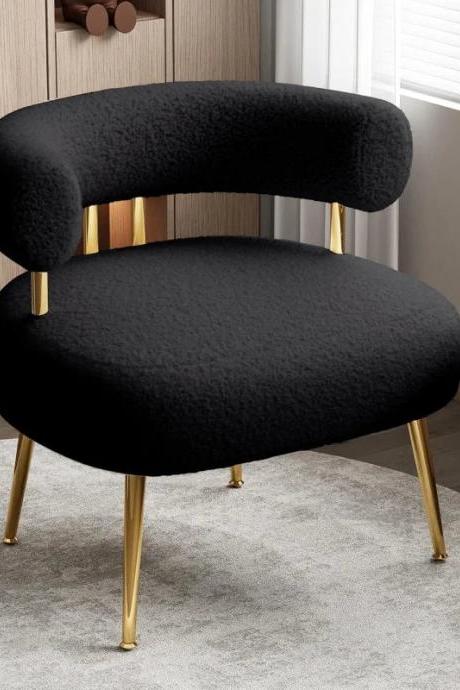 Elegant Black Boucle Accent Chair With Gold Legs