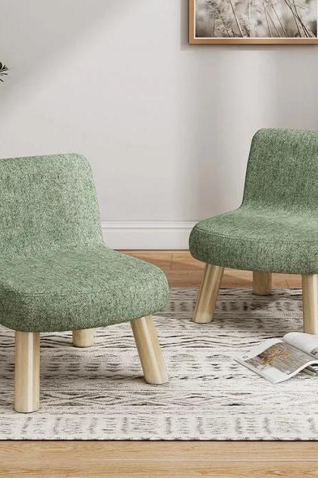 Modern Green Accent Slipper Chairs Wooden Legs Set