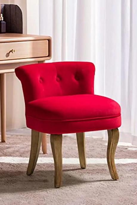 Elegant Red Velvet Accent Chair With Tufted Back