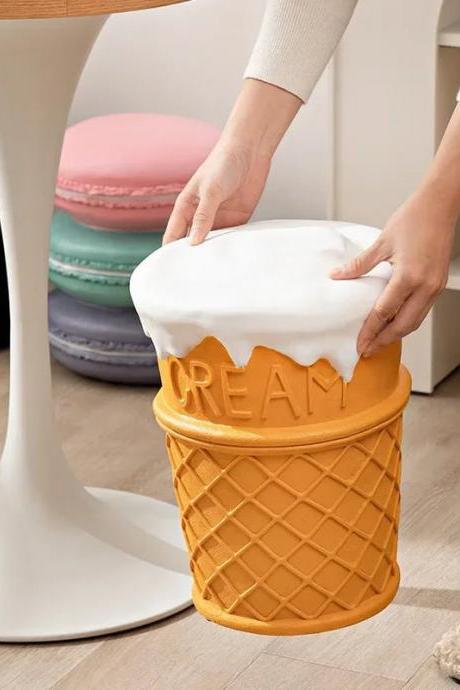 Novelty Ice Cream Cone Shaped Ottoman Storage Stool