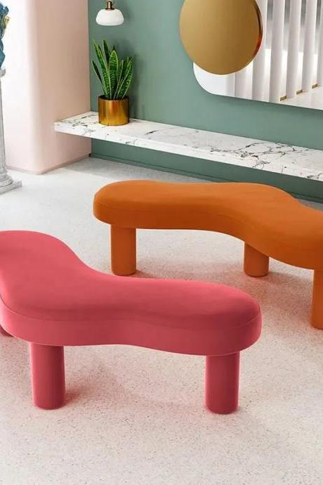 Modern Curved Velvet Benches In Vibrant Colors