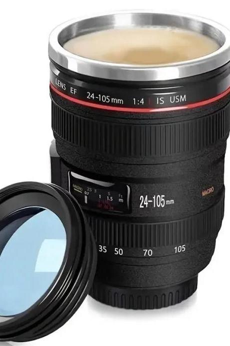 Camera Lens Coffee Mug With Lid, 24-105mm Replica Cup