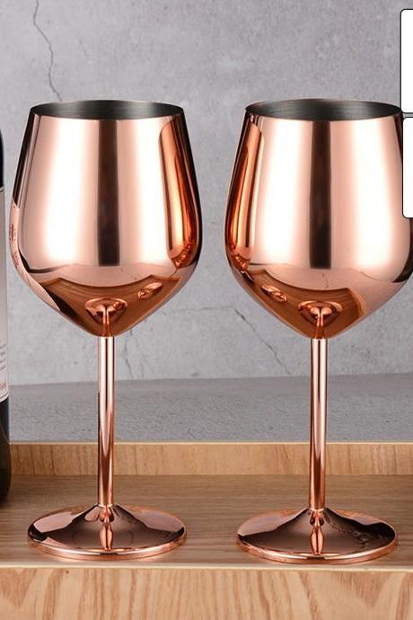 Elegant Copper Stemmed Wine Glasses Set Of Two
