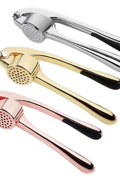 Stainless Steel Garlic Press Crusher Set, 3 Colors