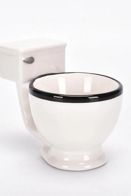 Novelty Ceramic Toilet Mug With Black Rim Detail