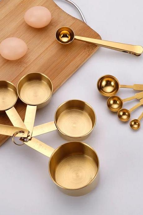 8-piece Gold Measuring Cups And Spoons Set