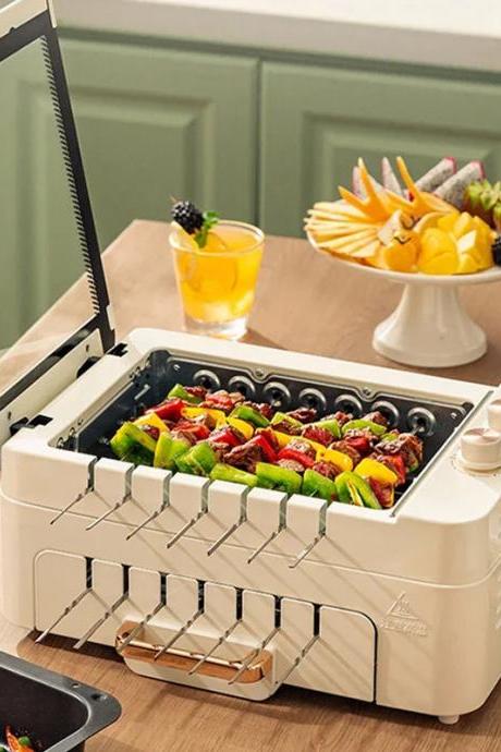 Compact Electric Barbecue Grill With Non-stick Surface