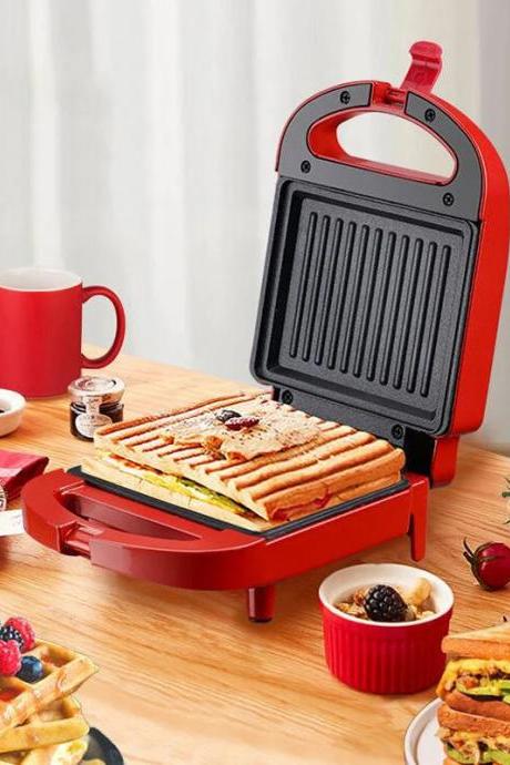 Deluxe Red Non-stick Sandwich Maker With Grill Plates