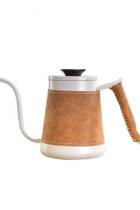 Elegant Gooseneck Pour Over Coffee Kettle With Leather Wrap