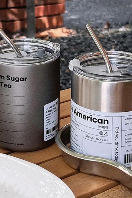 Stainless Steel Insulated Can Tumblers With Metal Straws