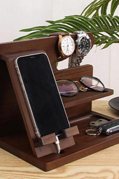 Wooden Organizer Stand For Phone, Watches And Accessories