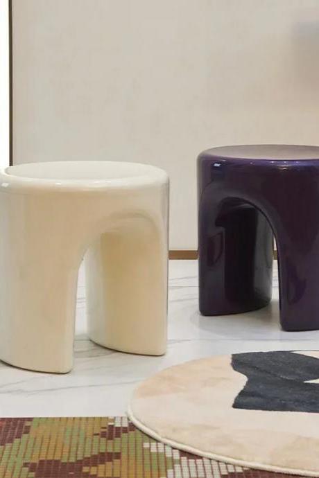 Modern Ceramic Accent Stools In Dual Color Design