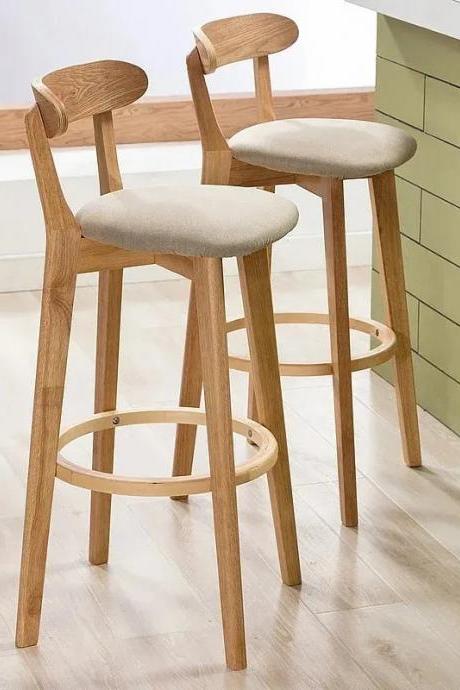 Modern Wooden Bar Stools With Backrest And Cushion