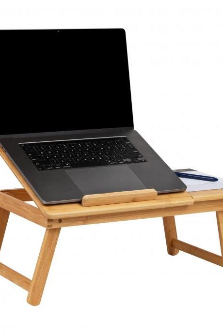 Bamboo Adjustable Laptop Desk With Cooling Holes