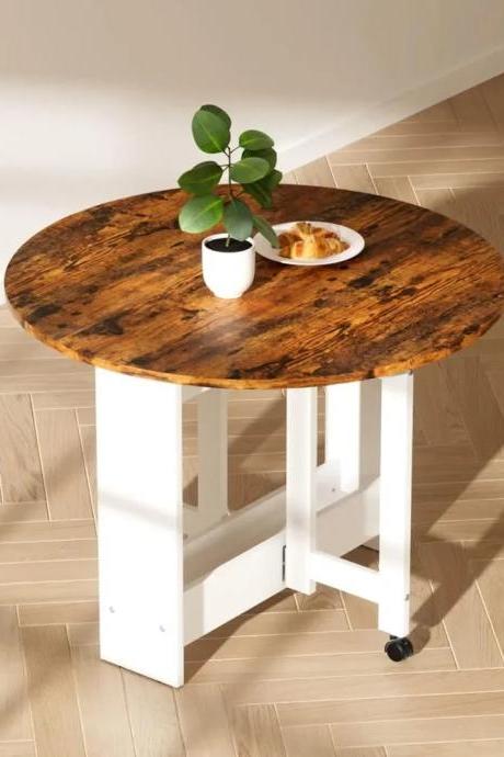 Rustic Round Wooden Top Breakfast Nook Table