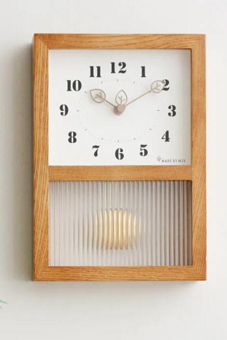 Modern Wooden Wall Clock With Decorative Storage Compartment
