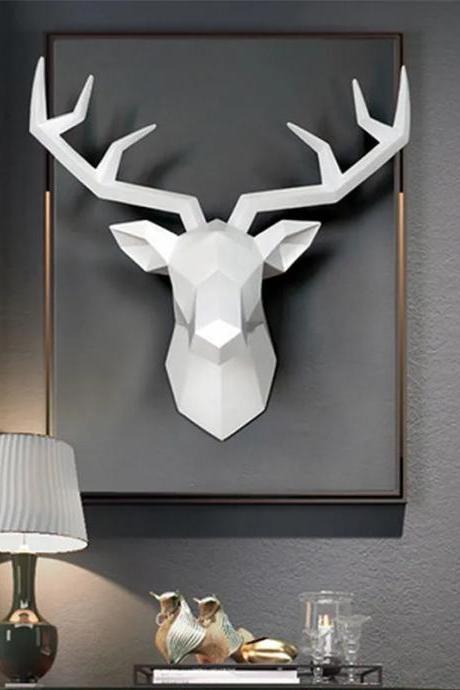 Modern Geometric Deer Head Wall Sculpture Home Decor