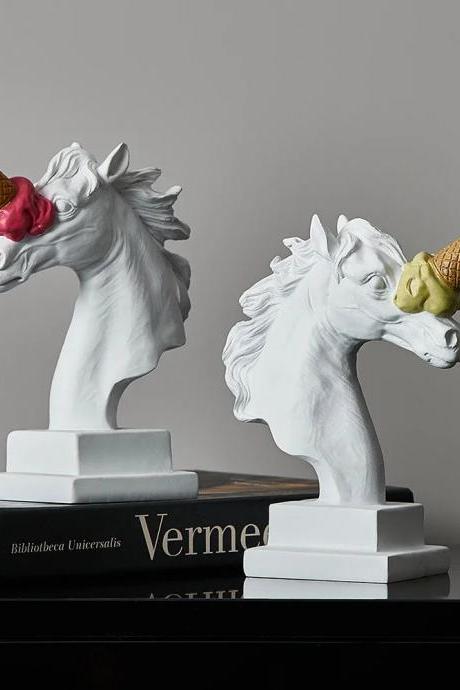 Whimsical Unicorn Ice Cream Cone Decorative Bookends Set