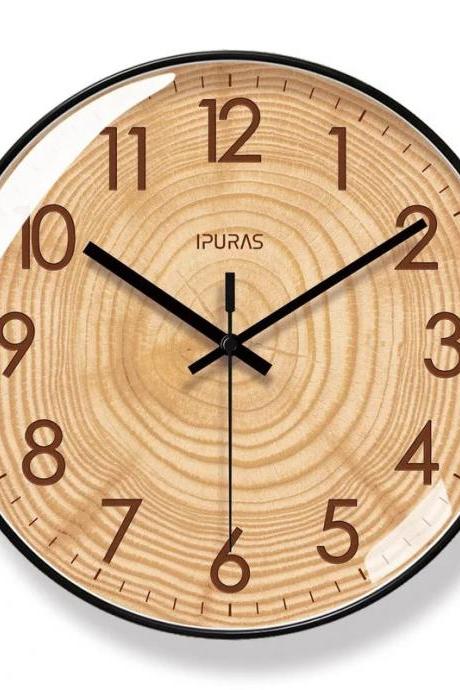 Minimalist Wooden Wall Clock, Modern Circular Design 12-inch