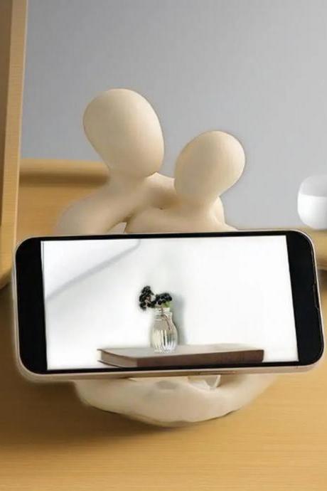 Abstract Couple Figurine Wooden Smartphone Stand Holder