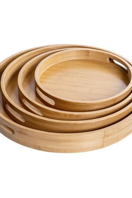 Bamboo Nesting Serving Trays Round Eco-friendly Set